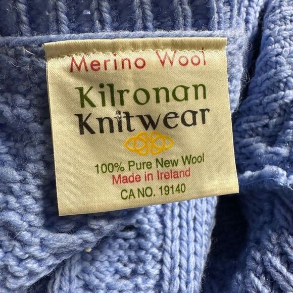 Kilronan Merino Wool Chunky Fisherman Ireland Sweater Cardigan - Picture 7 of 8